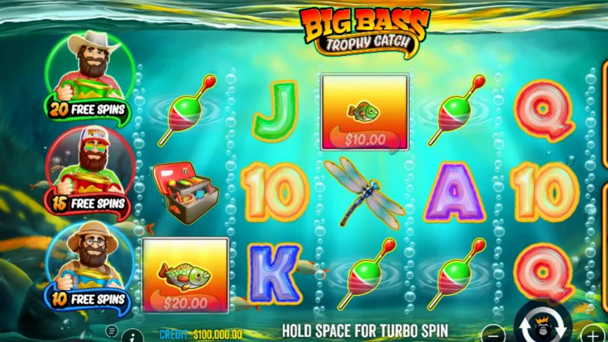 Tampilan visual slot Big Bass Trophy Catch dengan tema memancing.